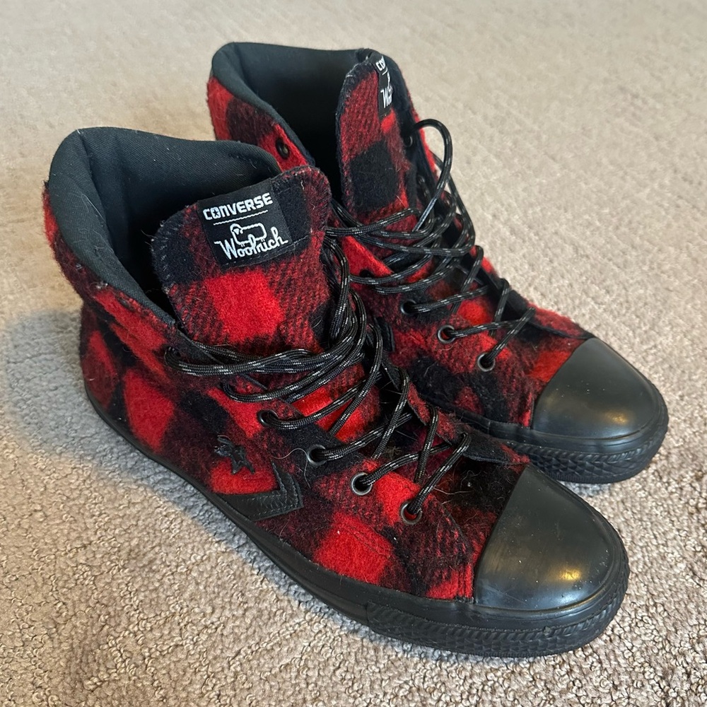 Converse x Woolrich ✨ Red & Black Plaid Sneakers